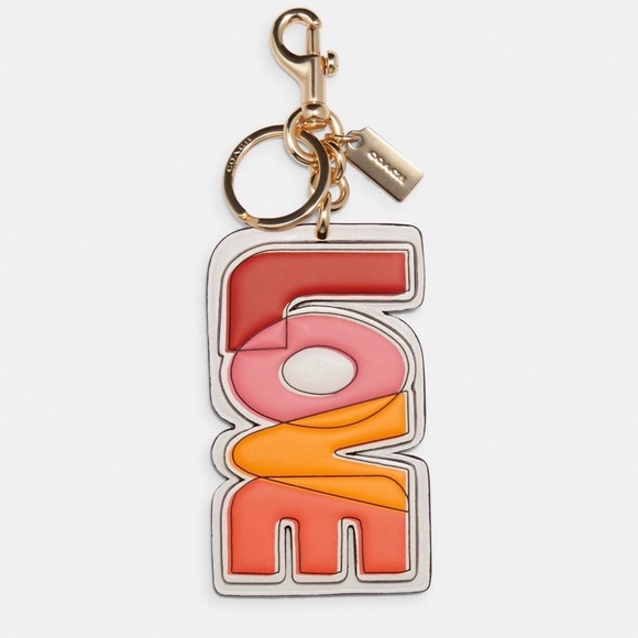 NEW Coach Large Leather Keyring KeyFob Bag Charm In Signature Canvas - Picture 3 of 12